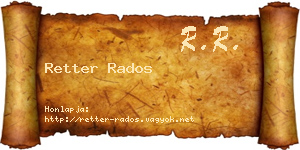 Retter Rados névjegykártya